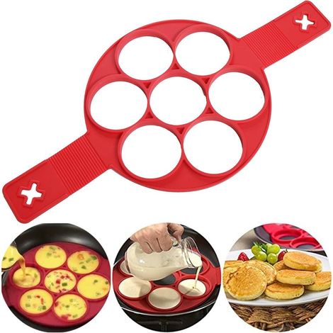 Pfannkuchenform, runde Silikon-Pfannkuchenformen, Crêpe-Form, Eierpochierer-Backform, Ringförmige Pfannkuchen- und Kuchenform für Muffins, Eiergebäck, Herz (1/5)