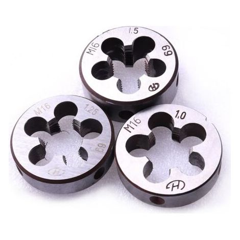 Filières métriques， 3 pcs HSS Filetage métrique Die M16 x 1 mm M16 x 1.25 mm M16 x 1.5 mm