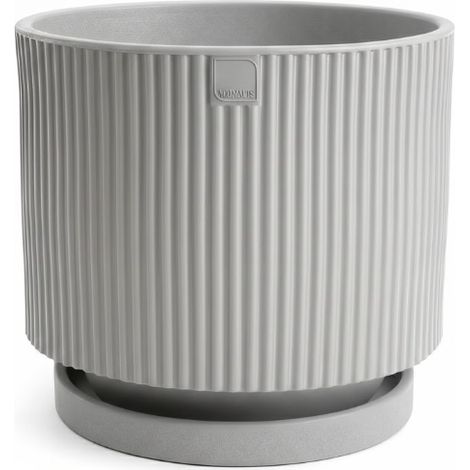 Vaso moderno di design VERTIGO 50 Ø50 H45 in polimero grigio perla resistente per interno ed esterno - Made in Italy - Monacis (1/5)