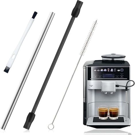 Tuyau à lait en acier inoxydable et 2 brosses de nettoyage - Compatible avec brosse de nettoyage Bosch Siemens EQ6 Plus S700 - Nettoyage efficace pour machines à café automatiques (1/5)