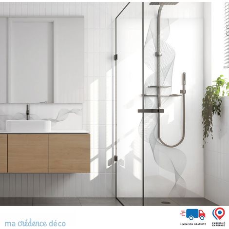 Panneau de douche : Vague dorée 4 - Couleur Gris clair - Alu composite - 90 - 245 (1/3)