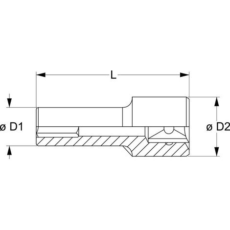 Cle a douille hexagonale longue 22 mm 3/8