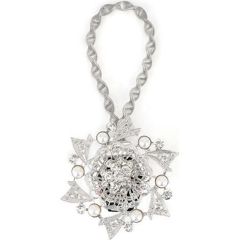 Embrasses magnétiques de rideaux printanières ornées de strass, accessoires de rideaux et clips de décoration de fenêtre argentés (1/5)
