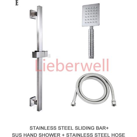 Barre marketde douche en acier inoxydable SUS304, support de pommeau de douche réglable, rond et carré brossé, dernier modèle (1/5)