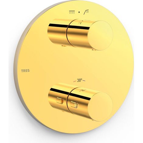 TRES 26225001OR THERM-BOX Pieza Vista para Caja Empotrada de 2 Vías Color Oro 24K - ref: 26225001OR
