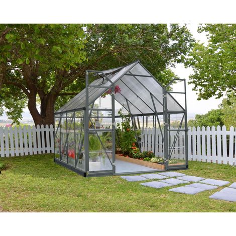8 x 8 Feet Balance Greenhouse - Polycarbonate - L247 x W244 x H229 cm - Grey (1/5)