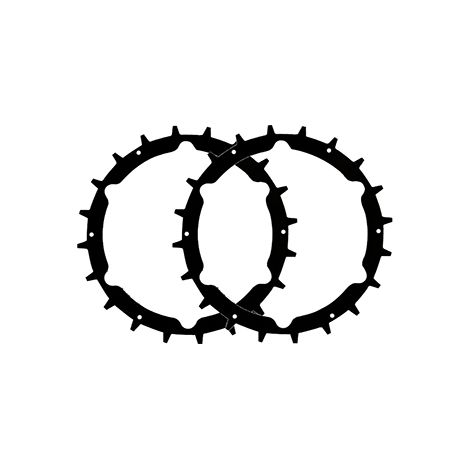 paire de crampons de roues pour tondeuses robot, adaptable gardena, modèles life, sileno city. ø ext 232mm.