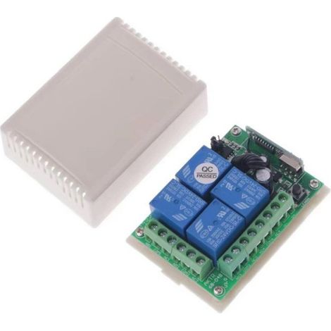 Relais Sans Fil - Récepteur Et Émetteur 4 Canaux 433 Mhz Pour Portes Électriques Et Interrupteurs - 12 V Cc - 1 Pièce (1/5)