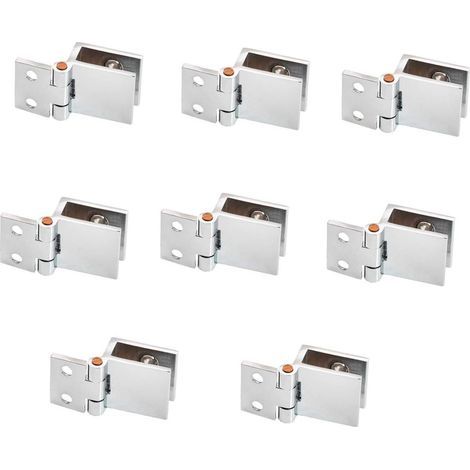 Juego de 8 bisagras para puertas de cristal - 5 mm - 8 mm - Ajustables - Abrazadera sencilla para armarios - Bisagras para puertas de cristal - Montaje en pared (1/5)