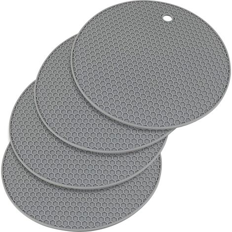 Pack Silicone Trivet Mats, Non-Slip Silicone Coasters, Durable, Waterproof and Non-Slip, Suitable for Pots, Pans, Teapots and Bowls (Grey) (1/5)