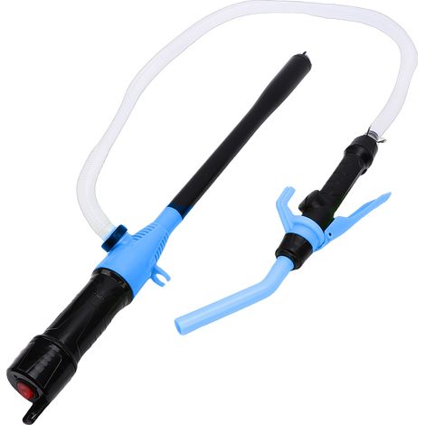 Pompe de transfert portable à siphon alimentée par batterie pour carburant, diesel et eau. Débit de 2,2 GPM, contrôle réglable. Pompe à liquides multi-usages avec filtre, bleue. (1/5)