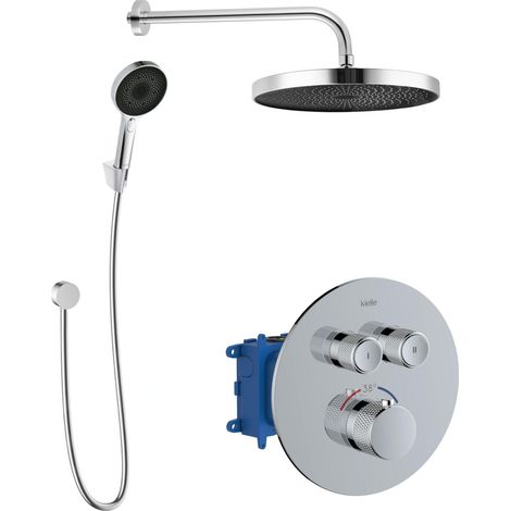 kielle Oudee - Set de douche avec mitigeur encastré, 2 sorties, avec accessoires EcoSpare et corps d’encastrement, chrome 20602SPT20 (1/5)
