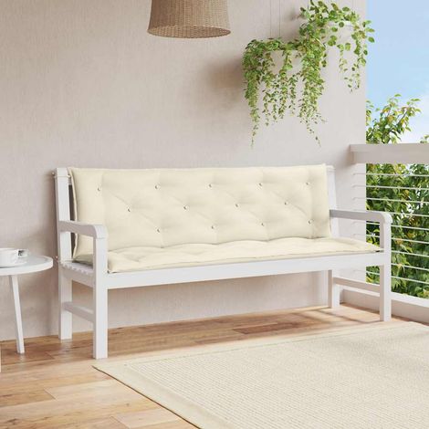 2 pcs Coussins de banc de jardin, Coussins de siège blanc crème tissu Oxford KLZ99519 DESIGN IN (1/5)
