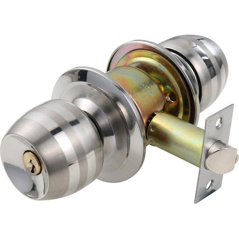 Serrure Bouton avec Poignée Levier Ronde, En Acier Inoxydable pour Chambre à Coucher Sécurisée et Élégante (1/4)