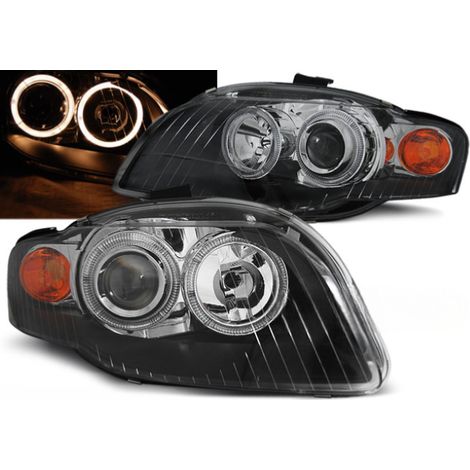 Paire de feux phares Audi A4 B7 de 2004 a 2008 angel eyes noir-27361029