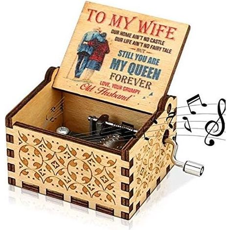 Boîte à Musique en Bois - Cadeau pour épouse,manivelle - Vintage - Boîte à Musique créative - pour Femme chère Petite Amie - Saint Valentin,Anniversaire,Mariage,Anniversaire de Mariage