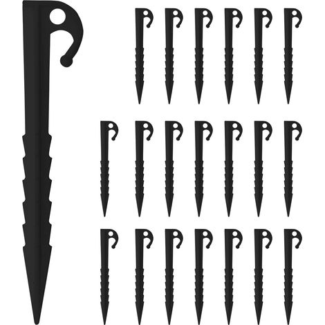 CCYKXA 20 Pieces Plastic Stakes, 14.5cm, Tent and Camping Anchors, Black