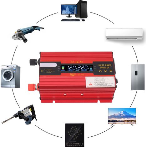 12V/220V 420W Wechselrichter für Auto und Haushalt, mit LCD-Bildschirm, Rot (1/5)
