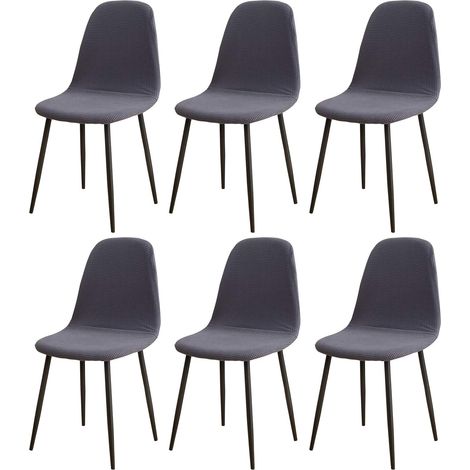 Set of 6 modern and retro jacquard dining chair covers with high back for kitchen, living room, dining room, bar, cafe (grey blue) (1/5)
