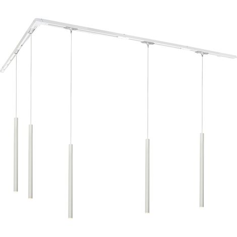 QAZQA Système d'éclairage sur rail moderne avec 5 Suspension blanches monophasées - Iconic Frini