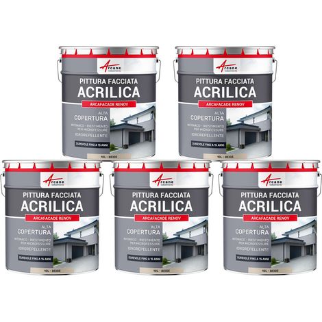 Pittura acrilica per esterni: per facciate esterne e stucco - ARCAFAÇADE RENOV - 5 x 10 L Beige - RAL 080 80 10 - ARCANE INDUSTRIES