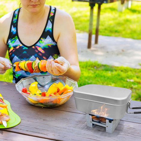 Poêle à alcool pliant d'extérieur, four Portable avec 2 bouteilles pour Camping randonnée pique-nique (1/5)