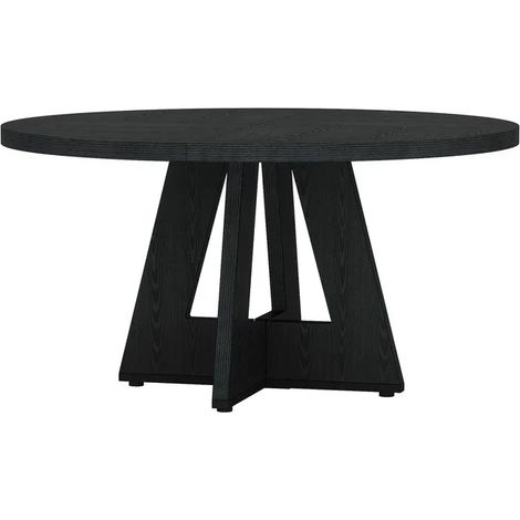 Tavolo da pranzo rotondo 120 cm in legno ingegnerizzato nero, stile farmhouse, per 4 persone (1/5)