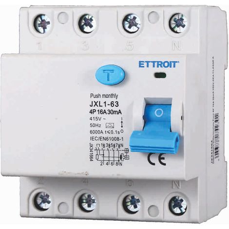 ETTROIT JX341664 Interrupteur différentiel pur 4P 16A 30mA 380V-6KA CLASSE A