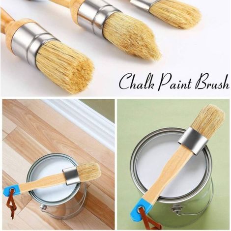 Pinceau Peinture Craie - Poils Naturels - Plats Et Ronds - Pour Surfaces Intérieures - Lot De 4 (1/5)