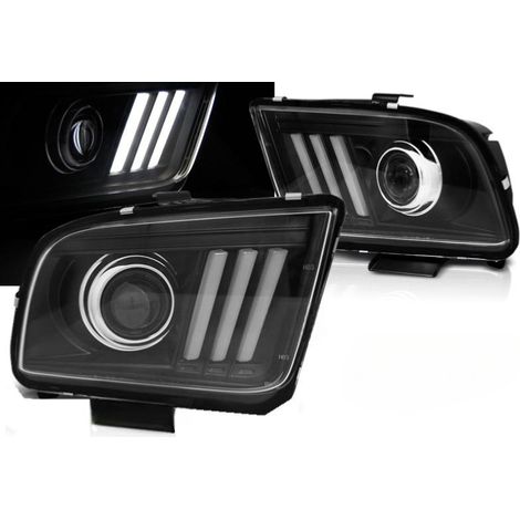 Paire de feux phares Ford Mustang 04-09 LED LTI noir-27361383 (1/4)