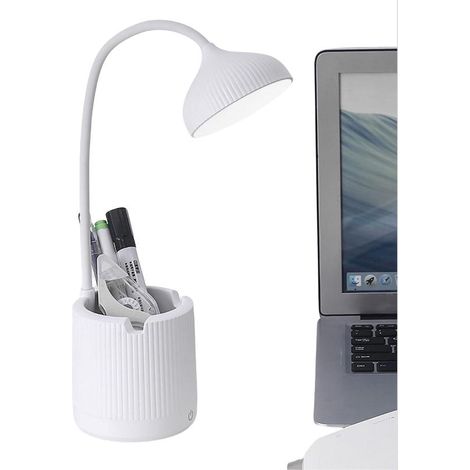 Lampe De Bureau Sans Fil Avec Porte-Stylo Et Câble De Chargement Usb - Blanc (1/5)