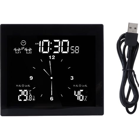 Termoigrometro Digitale e Analogico – Display LED, IP65 Impermeabile, Timer – Plastica Robusta, Design Moderno – Ideale per Bagno e Soggiorno (1/5)