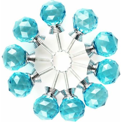 royaluxe - Lot de 10 Poignée Bouton de Porte forme Diamètre 30mm Cristal Vert, Boutons d'armoire Mant Rond Verre Boutons Décoration pour Meuble Tiroir