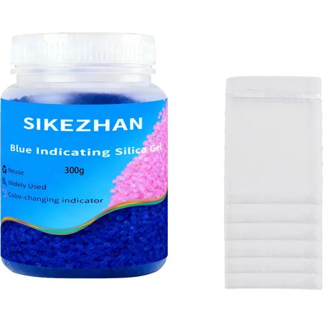 Silica-Gel-Desiccant, wiederverwendbar, sofortiger Sättigungsanzeiger, Blau-300g (1/2)