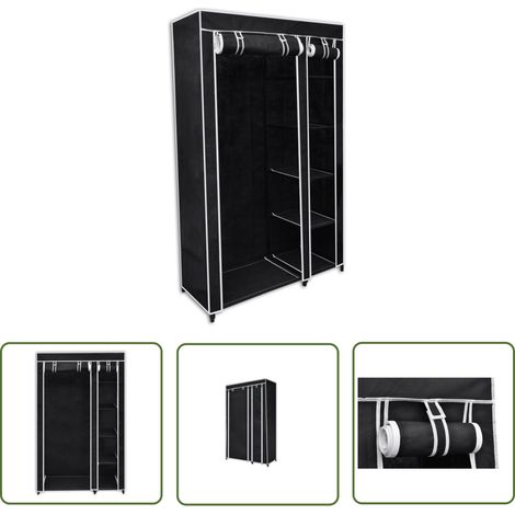 The Living Store Faltbarer Stoffschrank Schwarz 110 x 45 x 175 cm - Faltschränke - Garderobe - Kleideraufbewahrung - Stauraum - Kleiderschrank (1/5)