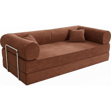 Oviala – Canapé convertible 2 places en tissu modulable 204 cm – Dossiers en mousse haute résilience – Largeur couchage 200 cm – Design contemporain