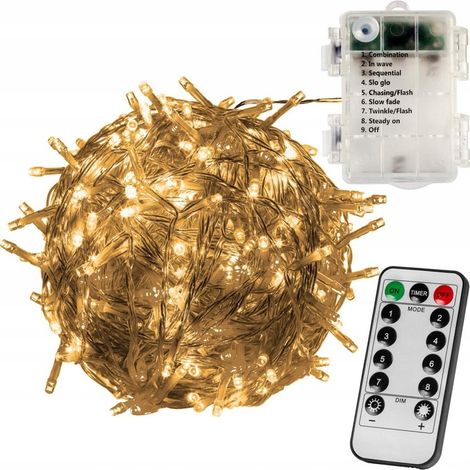 Luci per albero di Natale con 100 LED, funzionamento a batteria e telecomando. (1/5)