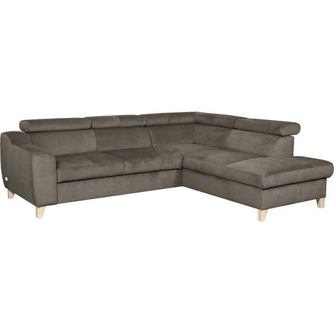 Canapé d'angle en tissu luxe 5 places, ASHLEY, taupe, angle droit (vu de face) (1/5)