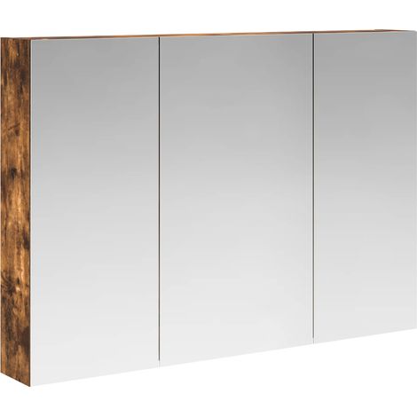 Mobiletto per specchio da bagno Rovere fumé 100 x 14,5 x 70 cm vidaXL