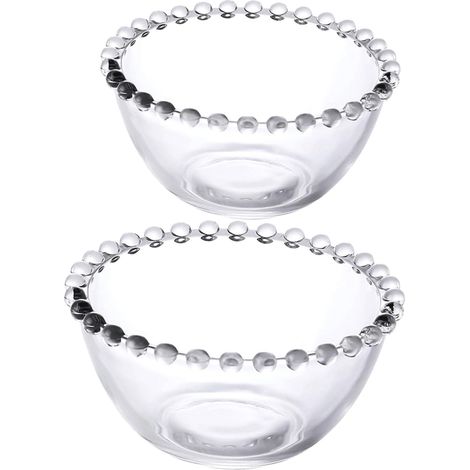 2 pièces Bol Verre Transparent Multi-Usage Saladier Décoratif et Bol à Dessert Lot de Petite et Moyenne Résistant et Polyvalent pour Fruits et Salades