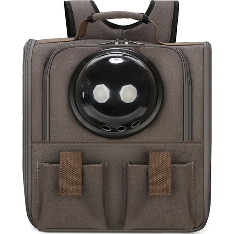 ZOLGINAH Mochila para gatos, mochila para mascotas con cápsula espacial ventilada, mochila de viaje para perros pequeños (gris) (1/5)