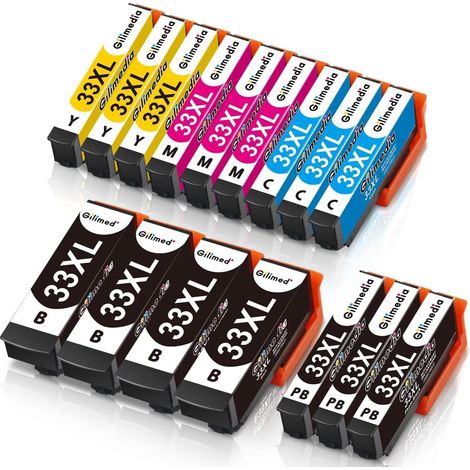 33 XL Pack de 16 Cartouches d'encre Compatible avec Epson 33 33XL Cartouche, pour Expression Premium XP-530 XP-540 XP-630 XP-635 XP-640 XP-645 XP-830 XP-900 XP-7100 (1/5)