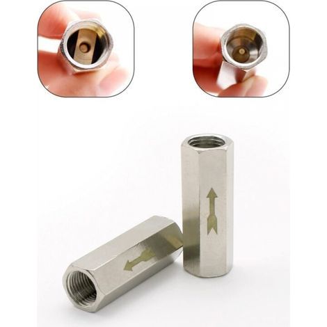 2 valvole di ritegno esagonali da 1/8", valvole di ritegno unidirezionali, per serbatoi a pressione di caldaie. (1/5)