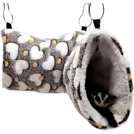 1 Tunnel suspendu, coton et polaire, 50x15cm, hamac jeu sommeil, pour hamster chinchilla furet (1/5)