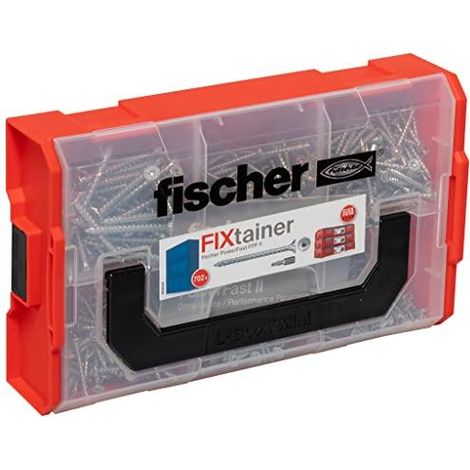 Fischer FixTainer 700x Viti per Legno Torx PowerFast FPF II CTF, Include 2 Inserti per Avvitatore, Filetto Totale, Autofilettanti, Testa Svasata, 562273