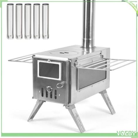 Poêle à bois de camping - FAFEICY - fenêtre latérale simple - pliable - fenêtre de visualisation - multi‑combustible (1/5)