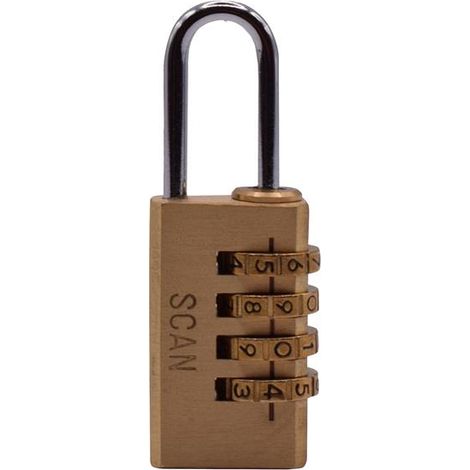 Scan NL1124 Brass Combination Padlock 20mm SCAPLB20COM