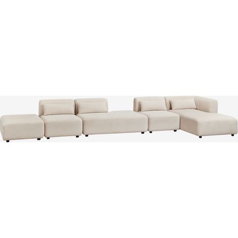 Divano componibile chaise longue angolare destro in 4 pezzi con chaise e puff Fogler SKLUM