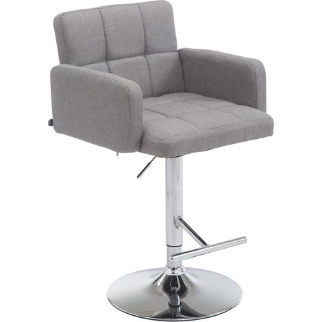 Sgabello da bar x1 con braccioli e comodo schienale in tessuto grigio piedini in metallo cromato TDB10785