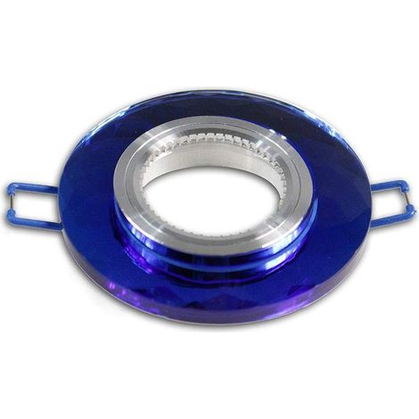 Portafaretto incasso per faretto tondo in vetro effetto specchio taglio di diamante nero argento blu marrone foro 50 mm blu (1/2)